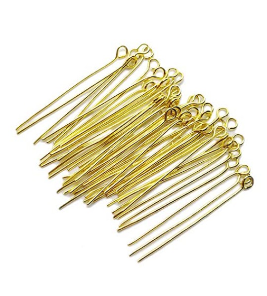 Eye Pins For Jewellery Making Pack Of 100 Gold