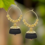 Black Handcrafted Silk Thread Jhumki