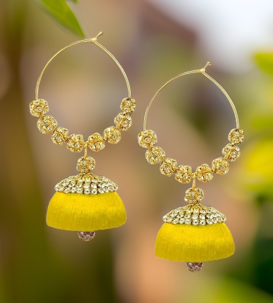 Handmade Silk Thread Jhumki Earrings for Women