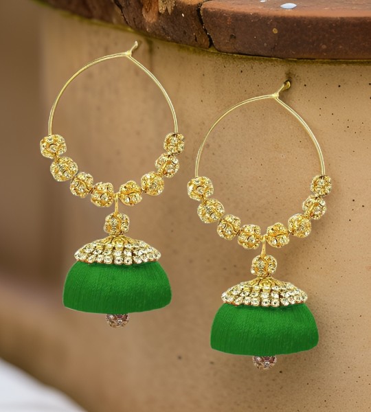 Handmade Silk Thread Jhumki Earrings for Women