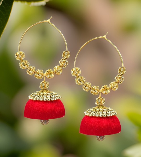 Handmade Silk Thread Jhumki Earrings for Women