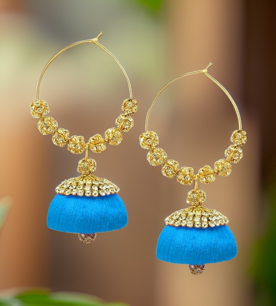 Handmade Silk Thread Jhumki Earrings for Women